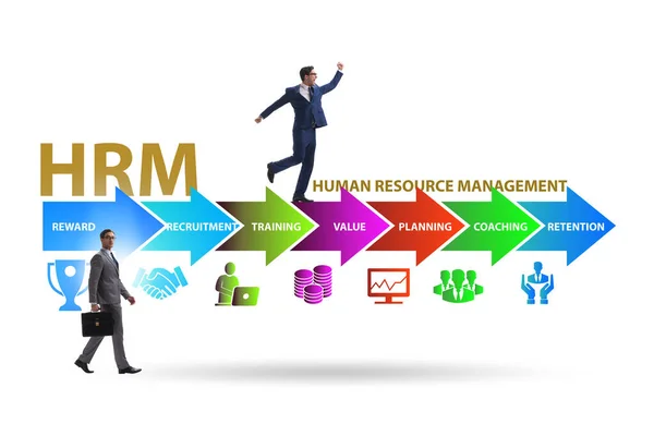 HRM - Humánerőforrás menedzsment koncepció üzletemberrel — Stock Fotó