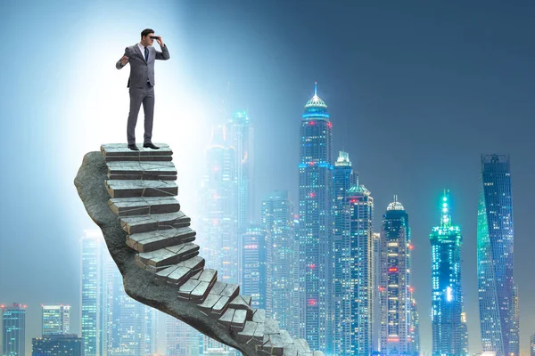 Concept of career ladder with businessman — Stock Photo, Image