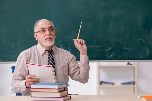 Old male teacher in the classroom