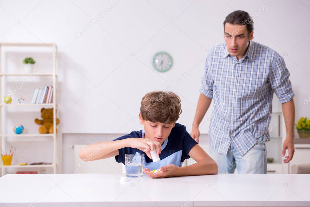 Father and teenage son having the conflict