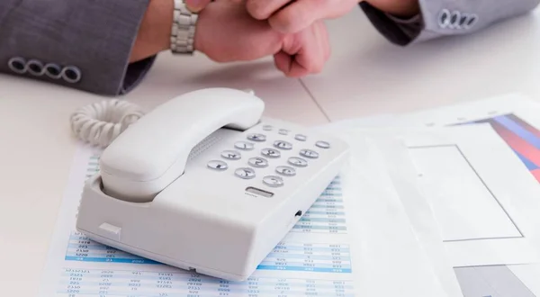 Businessman expecting important call on phone — Stock Photo, Image