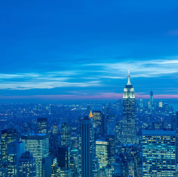 Vista de Nova York Manhattan durante o pôr do sol — Fotografia de Stock