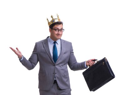 Kral işadamı beyaz arka planda izole edilmiş