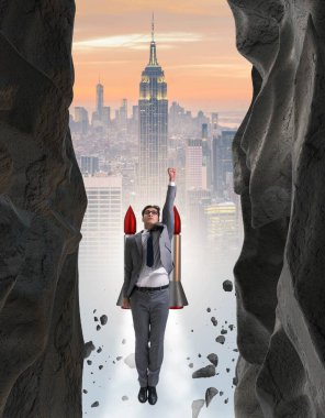 İş adamı iş kavramındaki zorlukların üstesinden geldi