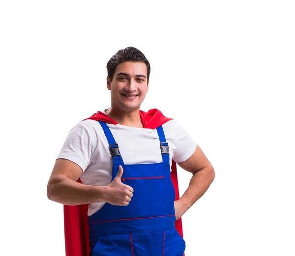 Super hero repairman isolated on the white — Stock Photo, Image