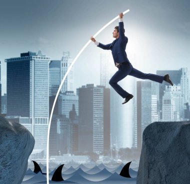 Sırıkla atlama kavramında iş adamı