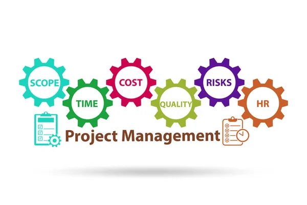 Concetto di Project Management con componenti chiave — Foto Stock