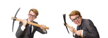 Silahlı genç iş adamı beyazlara izole edildi.