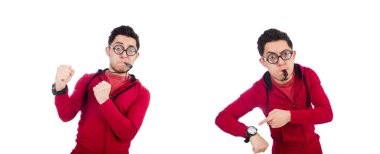 Beyaz tenli komik sporcu.