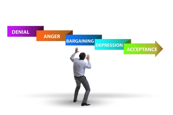 Concept of five stages of grief with businessman — Stock Photo, Image