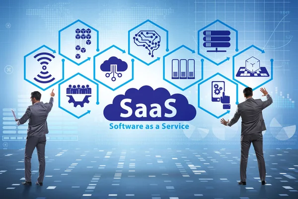 Software como servicio - Concepto SaaS con empresario — Foto de Stock