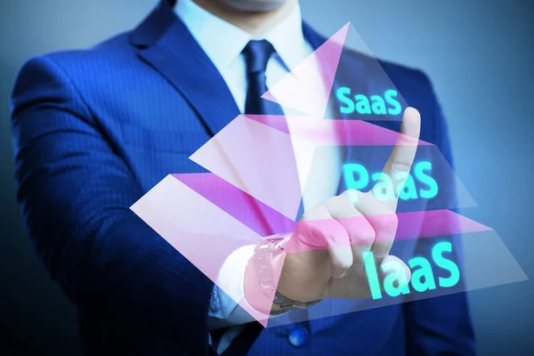 PAAS IAAS SAAS concepts with businessman — 图库照片