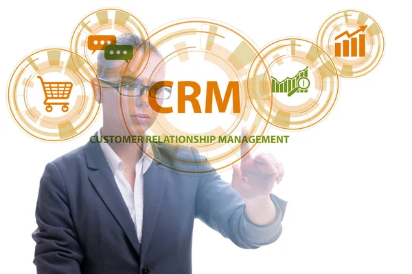 CRM custromer concetto di gestione delle relazioni con la donna d'affari — Foto Stock