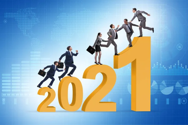 Concepto de crecimiento con transición entre 2020 y 2021 —  Fotos de Stock