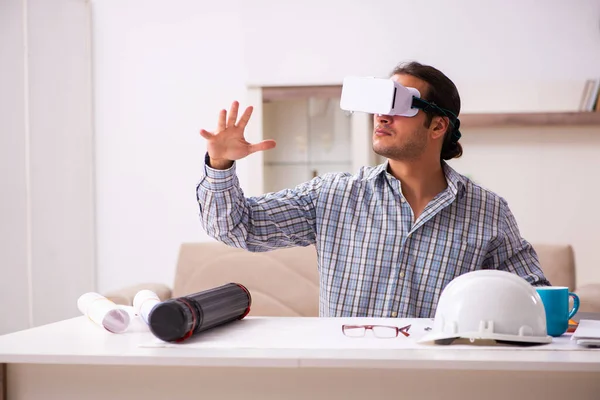 Young male architect working from house during pandemic — Stock Photo, Image