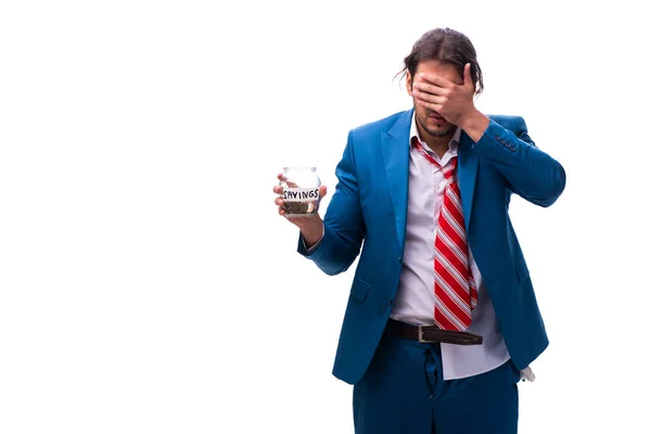 Unhappy young male employee in bankruptcy concept — Stock Photo, Image