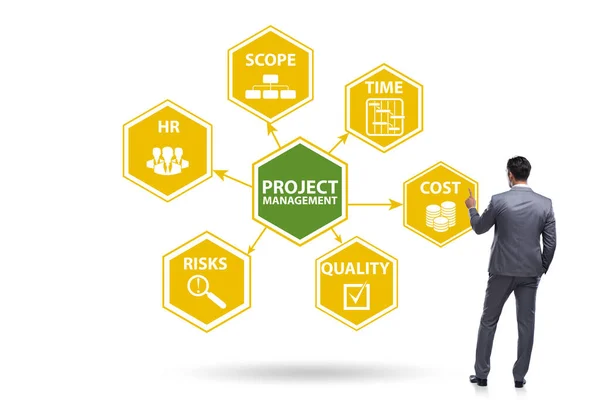 Concept van projectmanagement met zakenman — Stockfoto