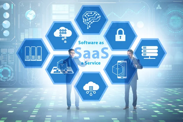 Software como servicio - Concepto SaaS con empresario — Foto de Stock