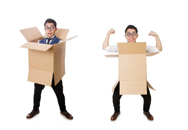 Man in thinking outside the box concept — Stock Photo, Image
