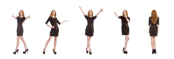 Mujer dando pulgares hacia arriba aislado en blanco —  Fotos de Stock