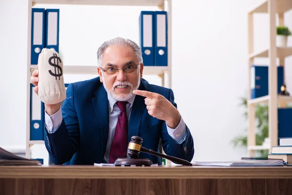 Erfarna manliga domare som sitter på kontoret — Stockfoto