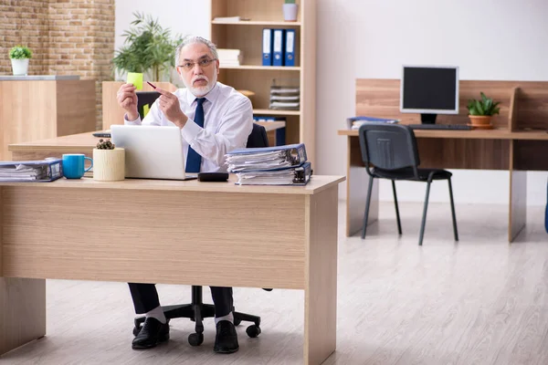 Ancien employé masculin travaillant dans le bureau — Photo