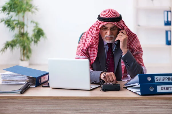 Male arab bookkeeper extremely tired with an excessive work — Stock Photo, Image