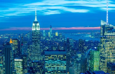 Günbatımında New York Manhattan manzarası