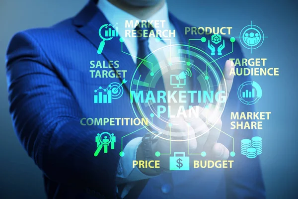 Marketing plan concept illustratie met zakenman — Stockfoto