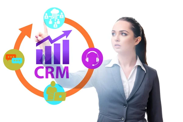 İş kadınıyla CRM custromer ilişki yönetimi kavramı — Stok fotoğraf