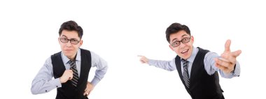 Genç çalışan beyazda izole edilmiş