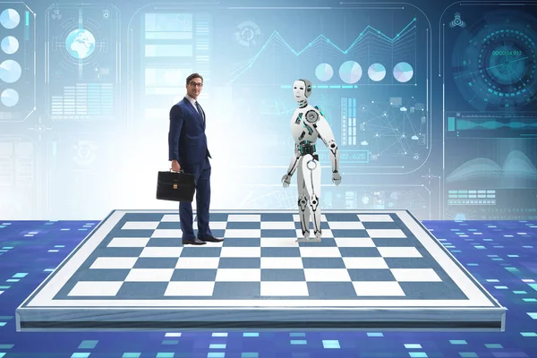 Concept of rivalry between robots and humans — Stock Photo, Image