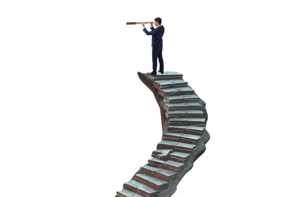 İş adamıyla kariyer merdiveni kavramı — Stok fotoğraf