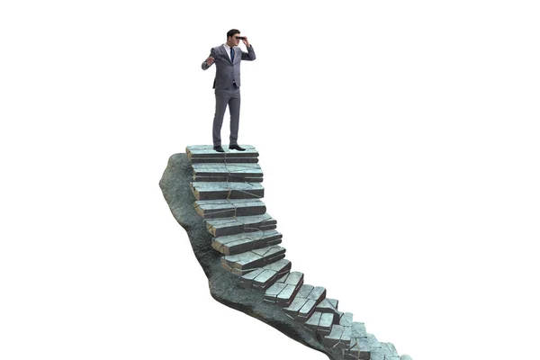 Концепція кар'єрних сходів з бізнесменом — стокове фото