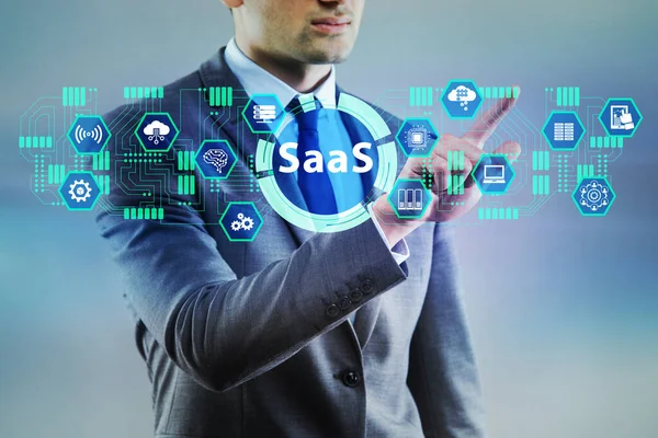 软件作为一种服务.面向商人的SaaS概念 — 图库照片