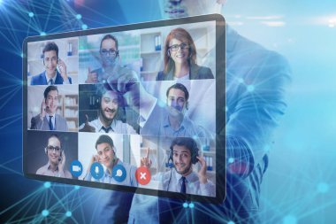 Salgın sırasında uzak video konferansı kavramı