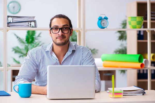 Joven empleado masculino que trabaja en la oficina — Foto de Stock