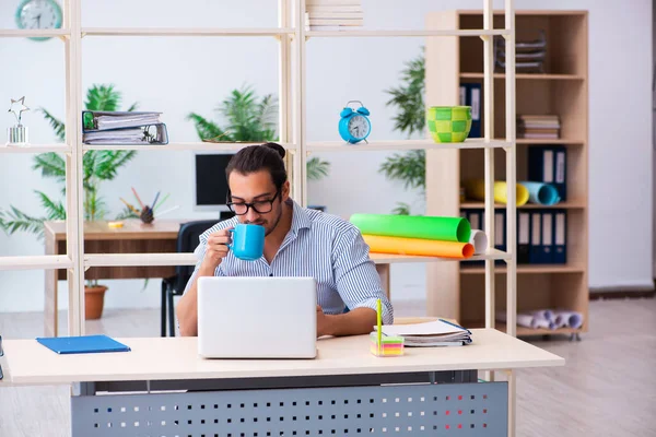 Giovane dipendente maschile che lavora in ufficio — Foto Stock