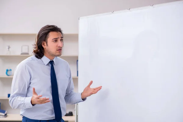 Young man employee in business presentation concept — Stock Photo, Image