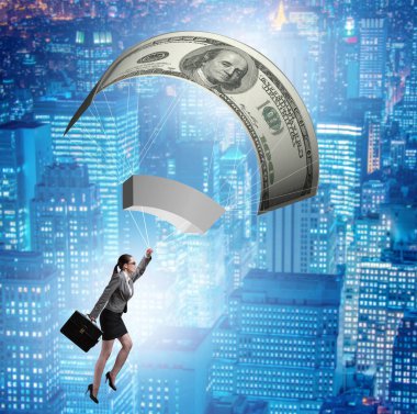 Altın Paraşüt Konseptinde İşkadını