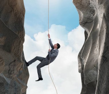 İş adamı iş kavramındaki zorlukların üstesinden geldi