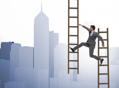 İş adamı iş dünyasında kariyer basamaklarını tırmanıyor