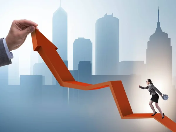 Gráfico de linha de escalada empresária no conceito de recuperação econômica — Fotografia de Stock