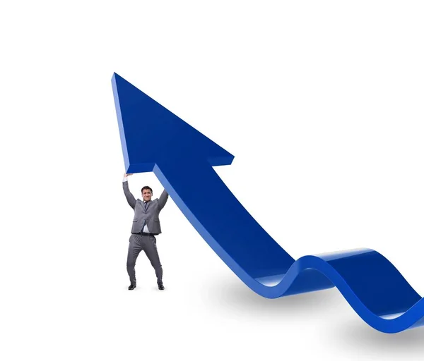 Geschäftsmann unterstützt Wachstum der Wirtschaft in Diagramm — Stockfoto