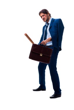 Beyazda yarasası olan kızgın iş adamı