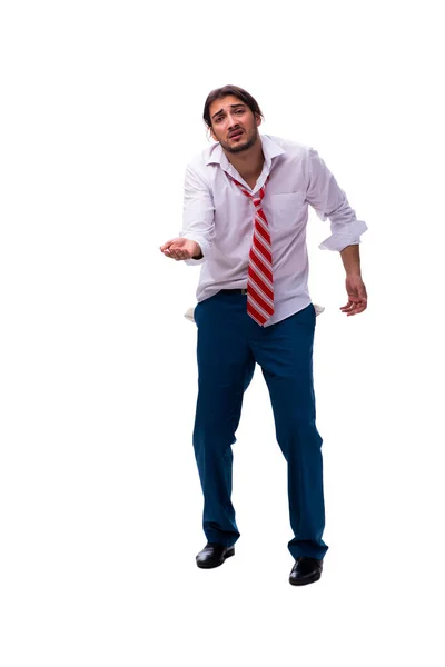 Young man in unemployment concept isolated on white — Stock Photo, Image