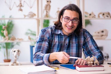 Sınıftaki genç erkek paleontolog.