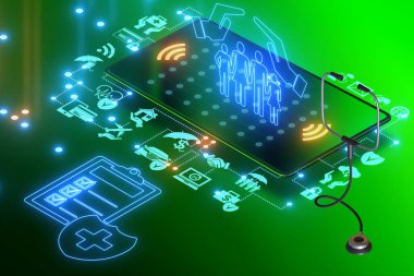 İnternetten sigorta satın alma kavramı - 3D oluşturma