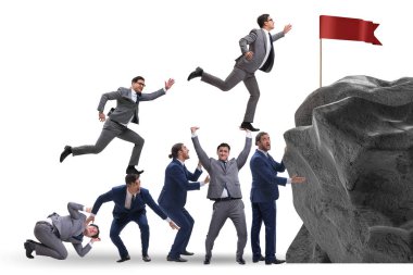 Kariyer gelişimi konsepti iş adamlarının merdivenlere tırmanması