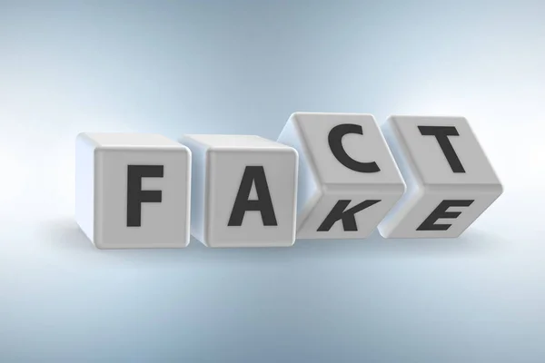 Face or fact concept with turning cubes — Stock Photo, Image